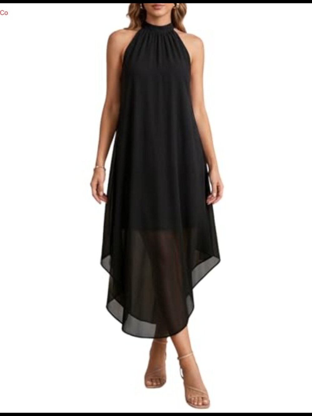 Halter Chiffon Maxi Dress Sleeveless Flowy Asymmetrical Wedding Guest Cocktail